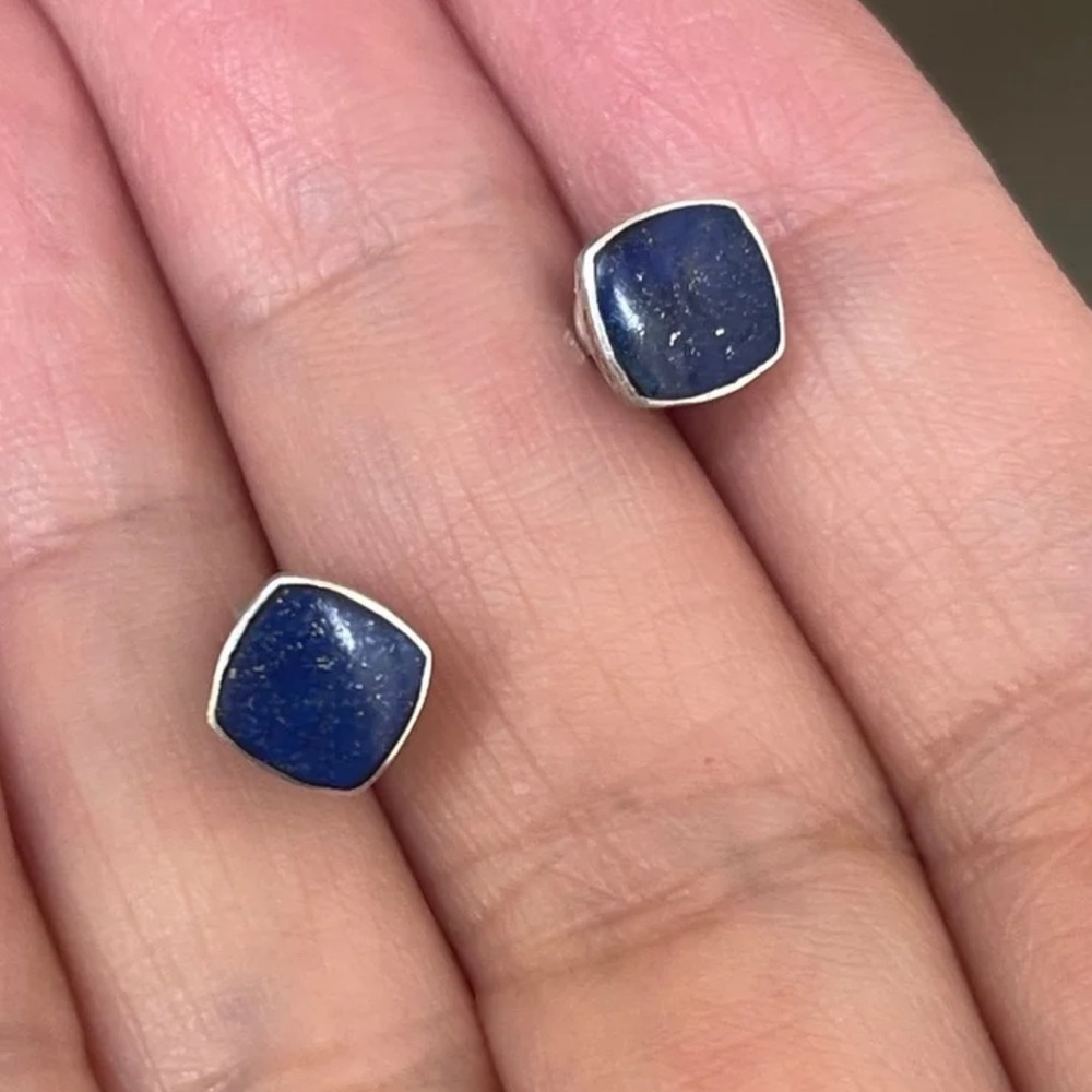 Lapis lazuli silver stud earrings
